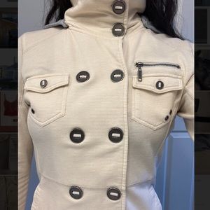 HURLEY Lightweight Double Breasted Pea Coat Style Jacket with Hood